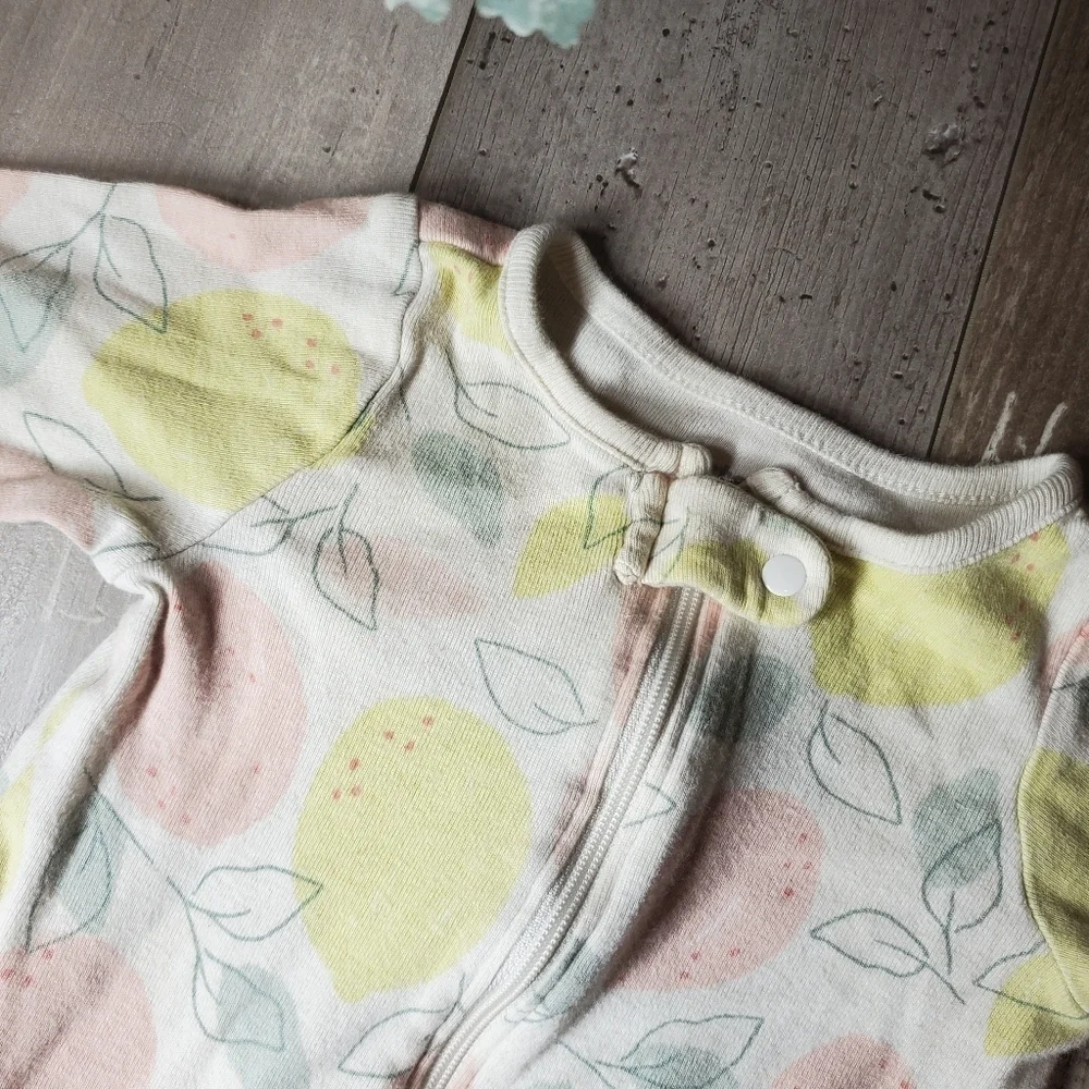Carter's Just One You White Pink Yellow & Green Lemon Footed Pajamas Size 6m